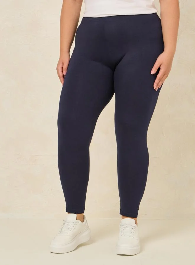Styli Styli Plus Size Elastic Waistband Basic Leggings