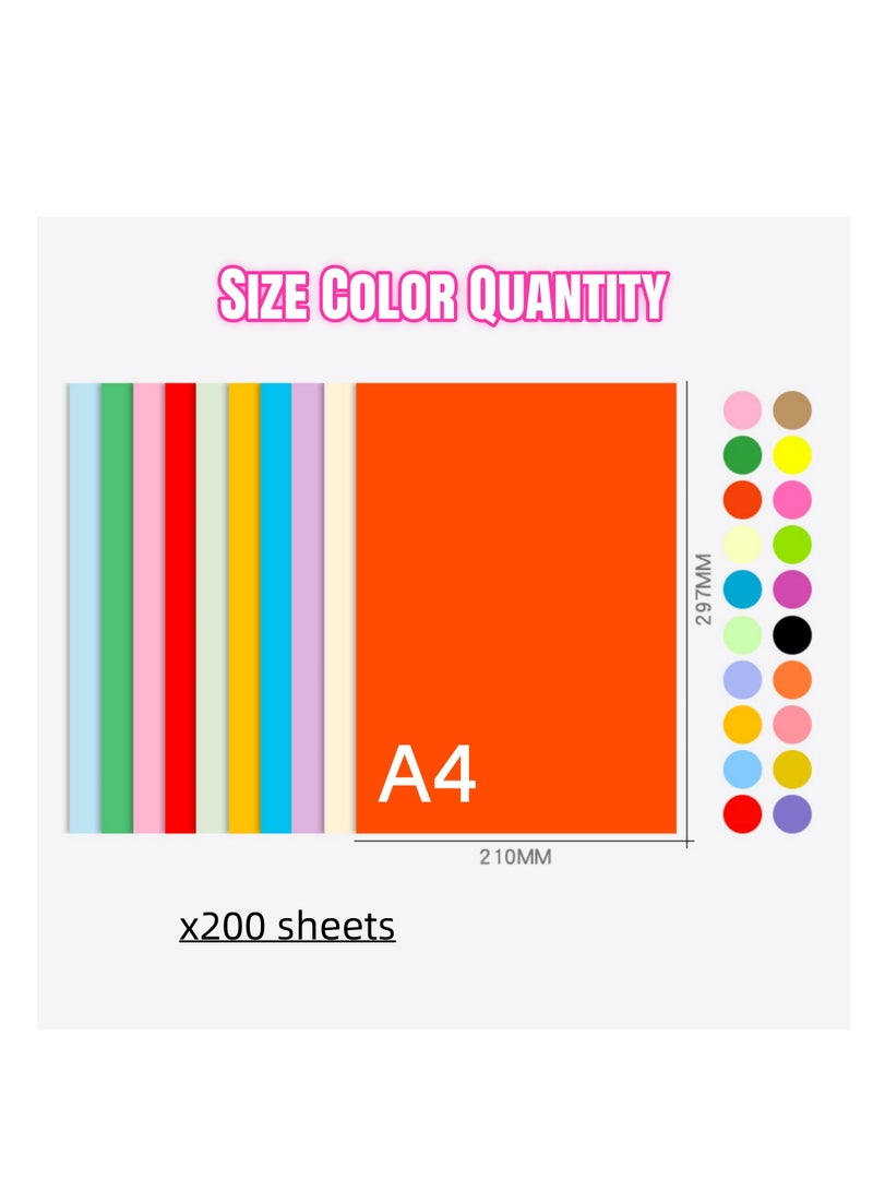 Origami Paper, A4 200 Sheets Colorful Craft Paper for Kids, 20 Colors, Double-Sided Easy-Fold Paper, for Origami, Paper Cutting, DIY Projects, Decorations, Vibrant Print Quality, 29.7x21cm - Image 4