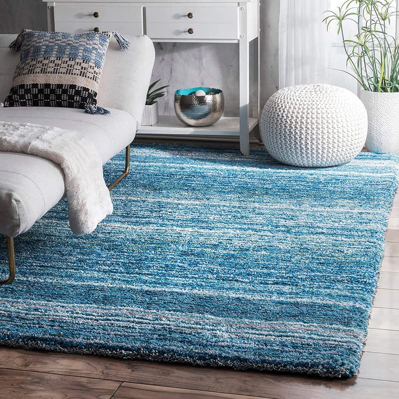 CARPET TRUCSON Fur Rectangular Rugs and Carpet for BedroomLiving Room Sky Blue Multi4X6 Feet - Image 1