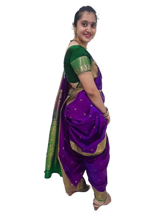 LUSTER ساري شاهي ماستاني ناواري من الحرير الصناعي للنساء مزود ببلوزة جاهز للارتداء (ساري كاستا، لوغادي) ملابس تقليدية (مقاس حر مجاني حتى الخصر 32 إلى 40 إنش، ارتفاع 38 إلى 42 إنش، مقعد/ورك 40 إلى 48 إنش) - Image 4