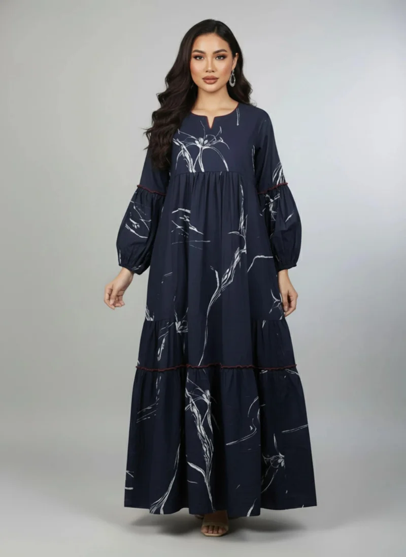 نور Midnight Bloom Tiered Maxi Dress