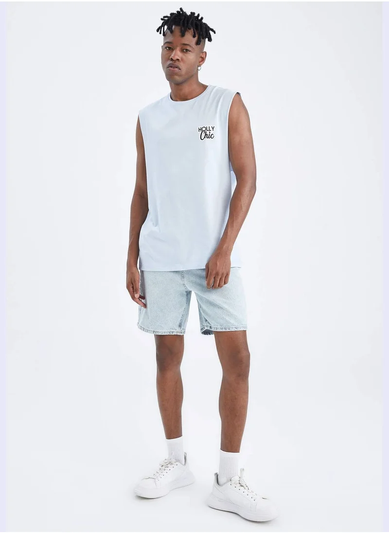 DeFacto Boxy Fit Sleeveless Minimal Slogan Print Vest