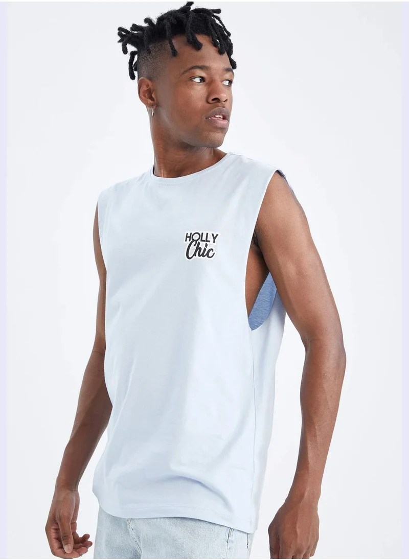 DeFacto Boxy Fit Sleeveless Minimal Slogan Print Vest