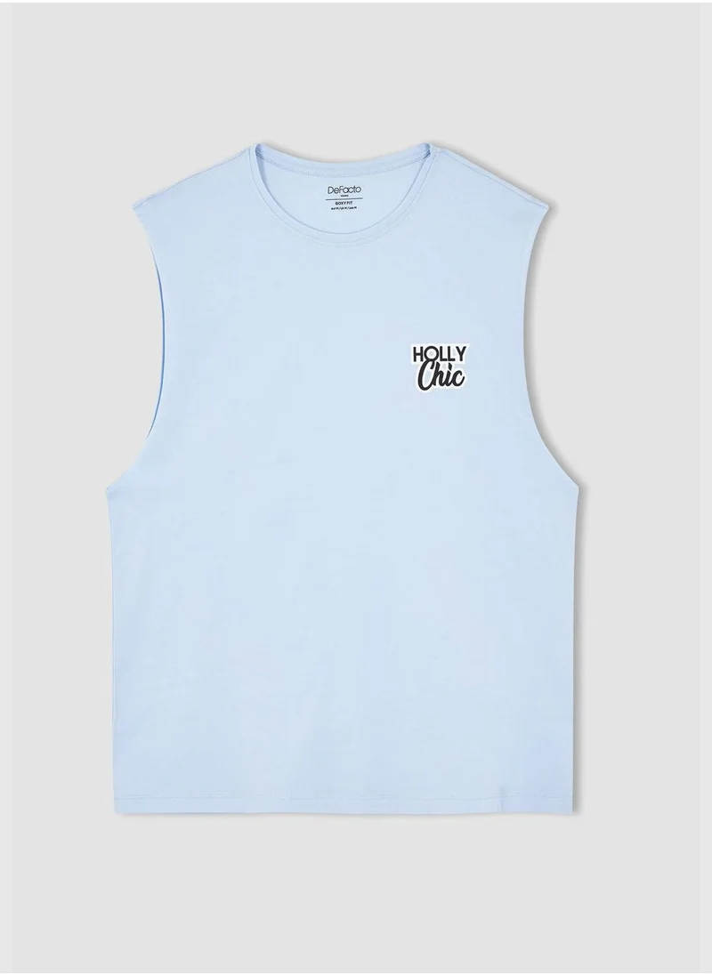DeFacto Boxy Fit Sleeveless Minimal Slogan Print Vest