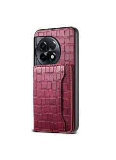 For OnePlus Ace 2 Crocodile Texture Card Bag Design Full Coverage Phone Case(Red)