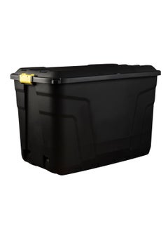 Strata Strata, Made in UK, Heavy Duty Outdoor Storage Box with Lid and Wheels, Storage Trunk 110 Litres, 77L x 42W x 50.5H cm - Black-STR-XW420-BLK/YEL-EX  - Image 1
