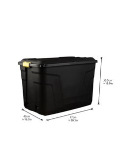 Strata Strata, Made in UK, Heavy Duty Outdoor Storage Box with Lid and Wheels, Storage Trunk 110 Litres, 77L x 42W x 50.5H cm - Black-STR-XW420-BLK/YEL-EX  - Image 3