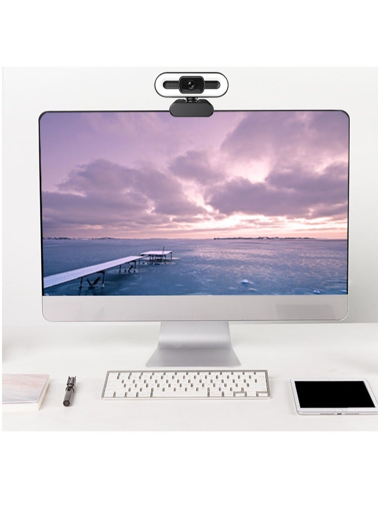 AROAQ كاميرا ويب بدقة 4K مع إضاءة، كاميرا ويب عالية الدقة مع تصحيح تلقائي للضوء مع مجال رؤية قابل للتعديل، كاميرا ويب للألعاب تدعم HDR مع إضاءة حلقية للفرق، Zoom، كمبيوتر شخصي/كمبيوتر محمول/ماك/سطح مكتب، (4K) - Image 4