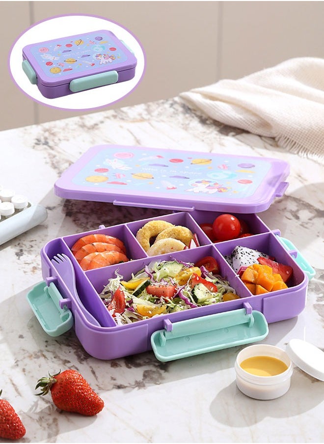Super ZYouth Bento Lunch Box for Kids School, Children's Lunch Box with 5 Compartments, Leak-proof Lunch Box with Tablewares for Girls and Boys, Snack Box, Perfect for School, Nursery & Trips, 1200ml  - Image 1