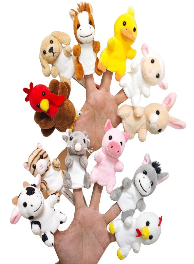 JUSTQUNSEEN 12Pcs Finger Puppet Set, Realistic Plush Animal Finger Puppets Role-Playing Story Finger Puppet Farm Animal Theme Soft Plush Toy for Kids - Image 1