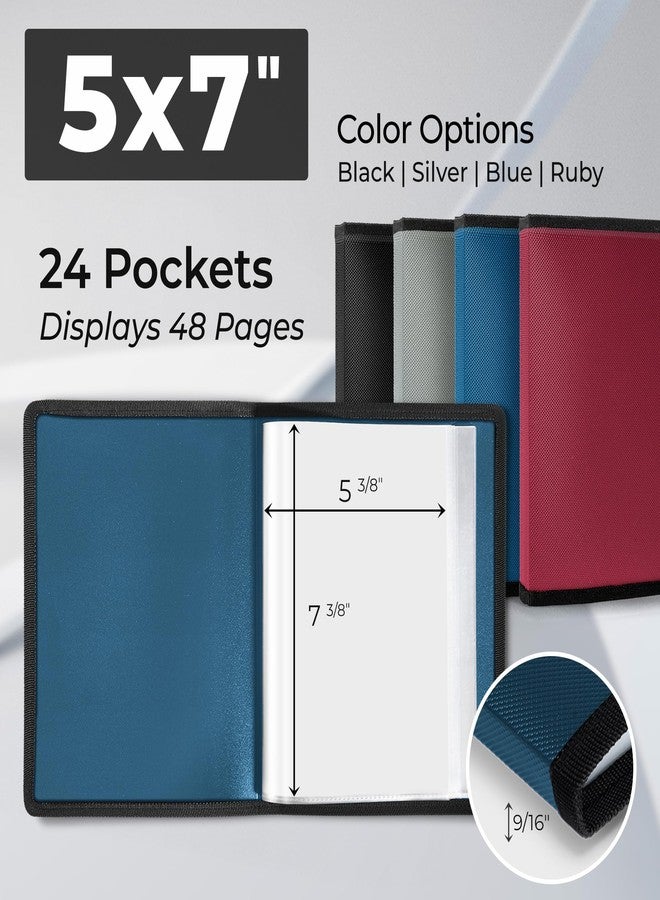Dunwell Small Photo Album 5x7 (2-Pack, Blue), Mounting Paper, 5 x 7 Photo & Art Portfolio Presentation Binder, 24 Sleeves Display 48 Pages, Professional Picture Book for 5x7 Artwork, Postcards - Image 2