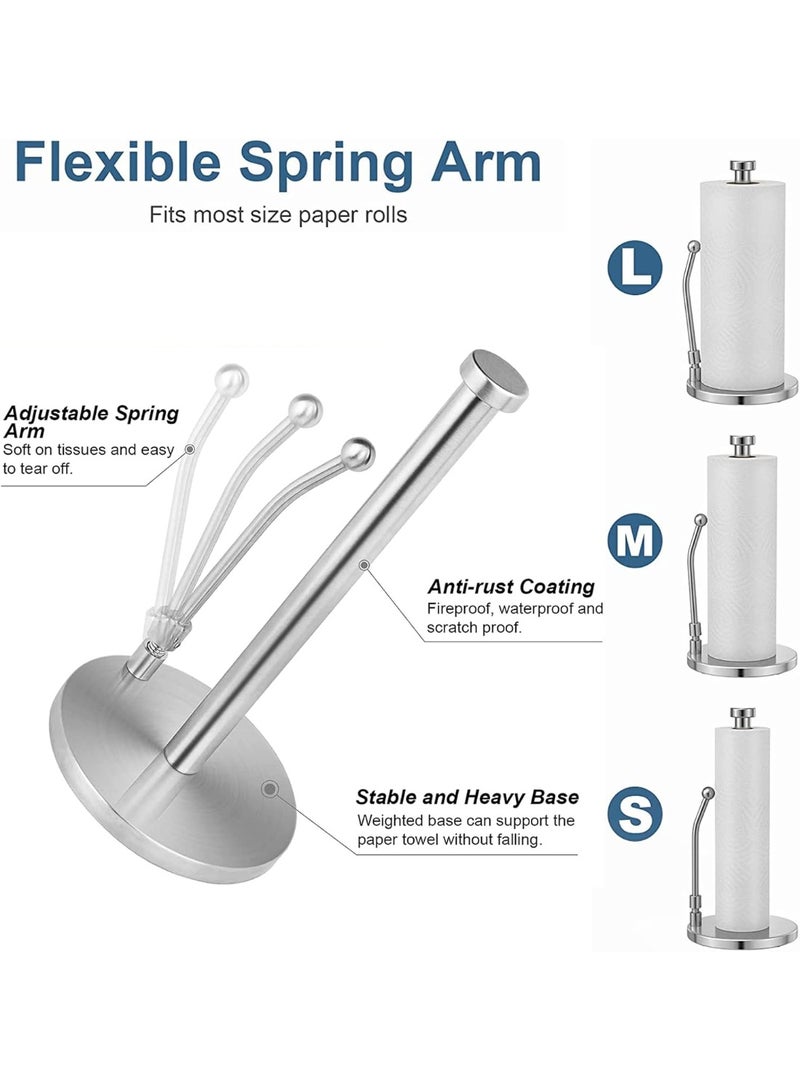 U-HOOME Kitchen Paper Towel Holder Countertop, Stainless Steel Standing Paper Towel Organizer Roll Dispenser for Kitchen Home Dining Table - Image 3