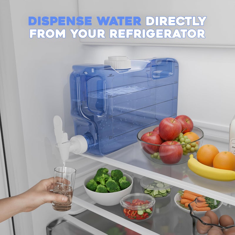 EverQuench Refrigerator Water Dispenser 1.1 Gallon Bottle with 2 Spigots - BPA Free Plastic Slim Water Jug with Spout Leak Proof | Refillable Fridge Water Container, Convenient Handles - Image 5
