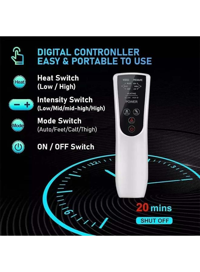 جهاز تدليك الساقين بالضغط الهوائي، جهاز تدليك القدمين لتحسين الدورة الدموية وتخفيف الألم، 3 مستويات شدة، 3 وظائف اهتزاز، 6 أوضاع و 6 أوضاع لتدليك الساقين، 3 في 1 توصيل سلكي. - Image 2