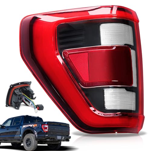 STRAUTOS LED Tail Lights Compatible With Ford F150 2021 2022 2023 Raptor With Blind Spot Rear Brake Lamp Signal Assembly (Black Housing Left Driver Side) - Image 1