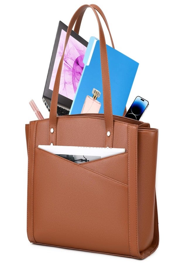 MYHOZEE Work Tote Bag for Women, Laptop Bag 15.6 Inch Leather Computer Bag Large Office Purse Hanbag with 3 Compartment - Image 1