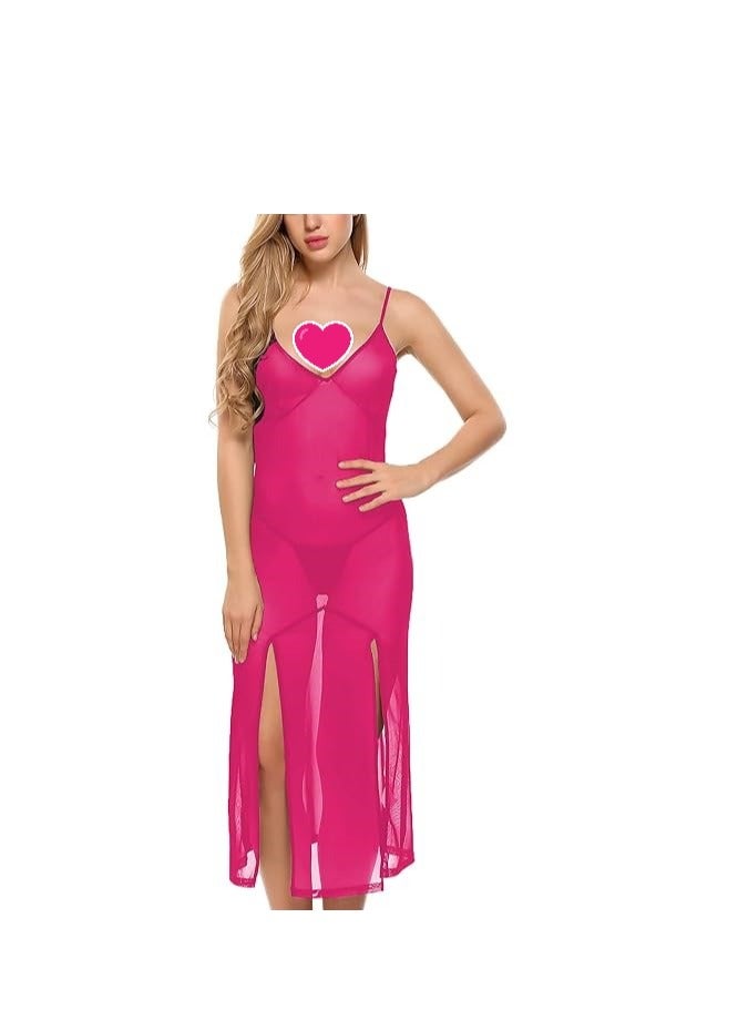 Accessorize Kingdom Accessorize Kingdom Women's Polyester & Spandex Plain Maxi Nightgown  - Image 1