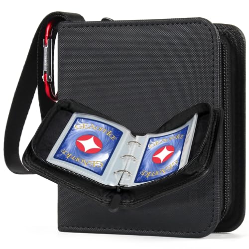 GEAoffice Small 1 Pocket Trading Card Binder 80 Pockets Mini Card Album Book with 40 Removable Sleeves 80 Top Loading Pockets Binder for TCG MTG Black - Image 1