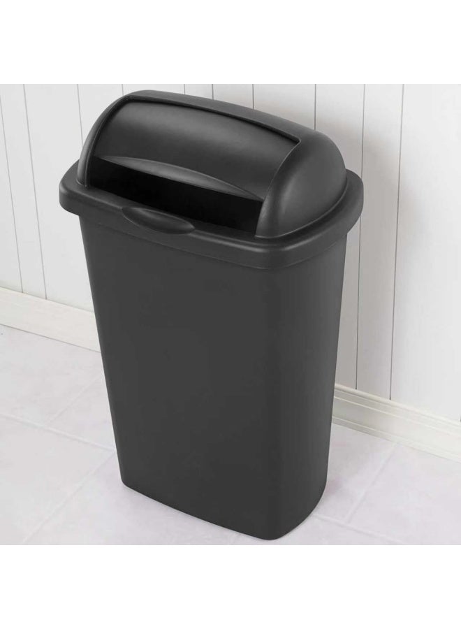 واكيمي سلة مهملات سوداء بسعة 30 لترًا مع غطاء قابل للطي - سلة مهملات عصرية ذات سعة كبيرة، للتحكم في الروائح، تصميم موفر للمساحة للمطبخ والمكتب وغرفة النوم والسكن الجامعي - Image 4