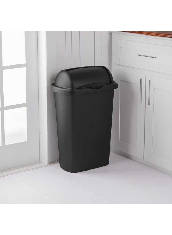 واكيمي سلة مهملات سوداء بسعة 30 لترًا مع غطاء قابل للطي - سلة مهملات عصرية ذات سعة كبيرة، للتحكم في الروائح، تصميم موفر للمساحة للمطبخ والمكتب وغرفة النوم والسكن الجامعي - Image 5