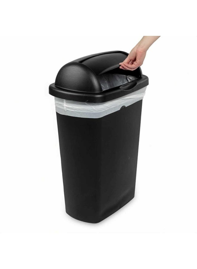 واكيمي سلة مهملات سوداء بسعة 30 لترًا مع غطاء قابل للطي - سلة مهملات عصرية ذات سعة كبيرة، للتحكم في الروائح، تصميم موفر للمساحة للمطبخ والمكتب وغرفة النوم والسكن الجامعي - Image 3