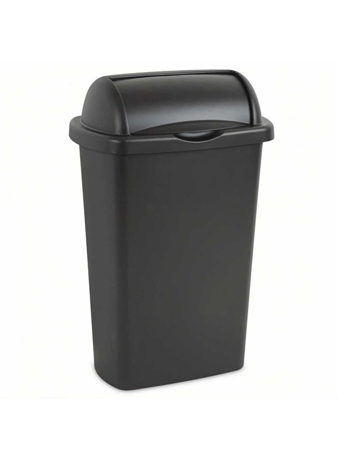 واكيمي سلة مهملات سوداء بسعة 30 لترًا مع غطاء قابل للطي - سلة مهملات عصرية ذات سعة كبيرة، للتحكم في الروائح، تصميم موفر للمساحة للمطبخ والمكتب وغرفة النوم والسكن الجامعي - Image 1