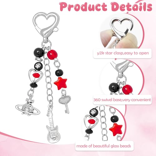CoolShef 2 Pcs Keychains Aesthetic Bag Charms for Handbags, Cute Matching Keychain Set, Y2K Style Alloy Keyring for Car Keys, Purse, Backpack, Stylish Gift for Besties, Sisters - Image 3