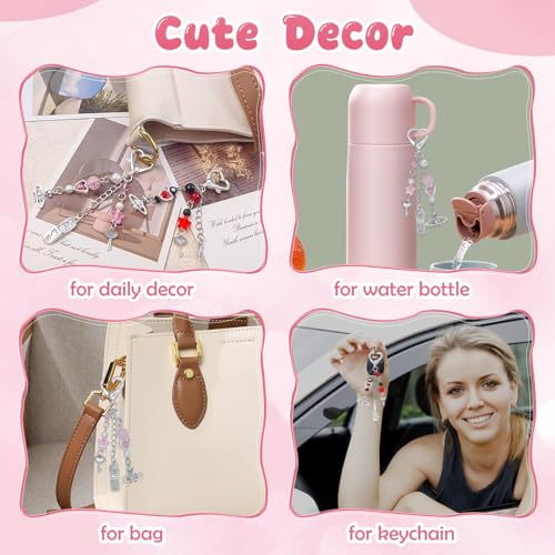 CoolShef 2 Pcs Keychains Aesthetic Bag Charms for Handbags, Cute Matching Keychain Set, Y2K Style Alloy Keyring for Car Keys, Purse, Backpack, Stylish Gift for Besties, Sisters - Image 5