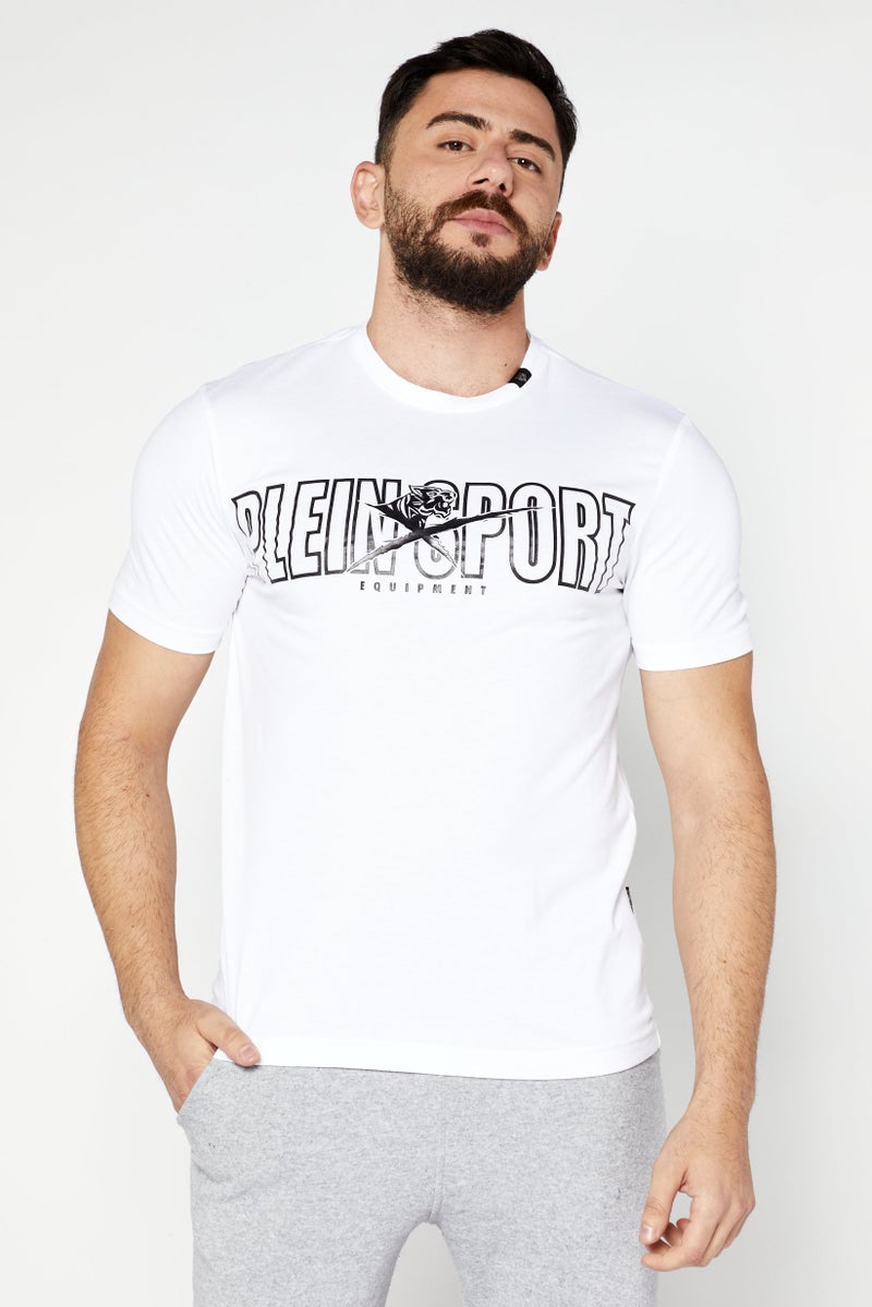 PHILIPP PLEIN Plein Sport Men Sportswear Fit Short Sleeve Training T-Shirts, White - Image 1