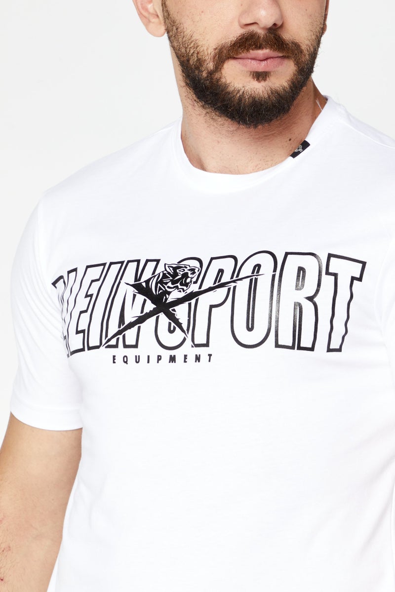 PHILIPP PLEIN Plein Sport Men Sportswear Fit Short Sleeve Training T-Shirts, White - Image 3