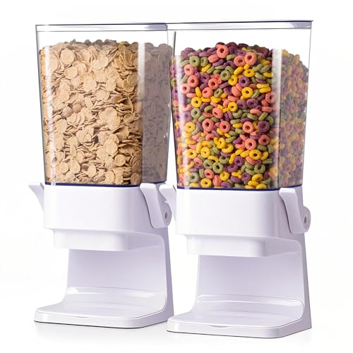 Zeadesign Cereal Dispenser Countertop 2Pc, Cereal Containers Storage, 5L Organization and Storage Containers for Kitchen, Dry Food Dispenser for Rice, Grains, Nuts, Snack,Oatmeal, Pet food, White - Image 1