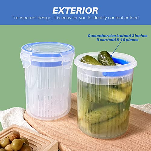 KIKINIKO Pickle Jar 24 oz pickle container with strainer Pickle Holder Keeper Lifter, pickle storage container suitable for pickling small jars of kimchi, Flip Jar with Leak Proof and Lock It Lid - Image 5
