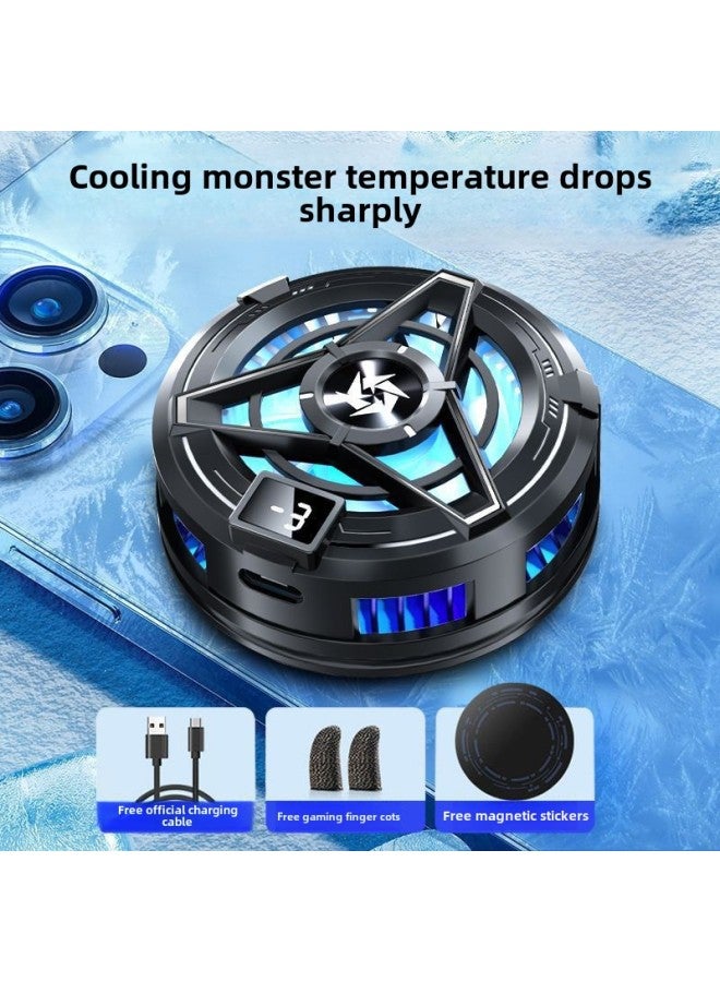 Magnetic Suction Mobile Phone Radiator Semiconductor Icing Refrigeration Game Mobile Phone Cooling Artifact Apple Android General Other-Color:❤ [super Performance + E-sports Finger Gloves]-mobile Phone Magnetic Semiconductor Radiator (black) Digital Display Model ❤  - Image 1