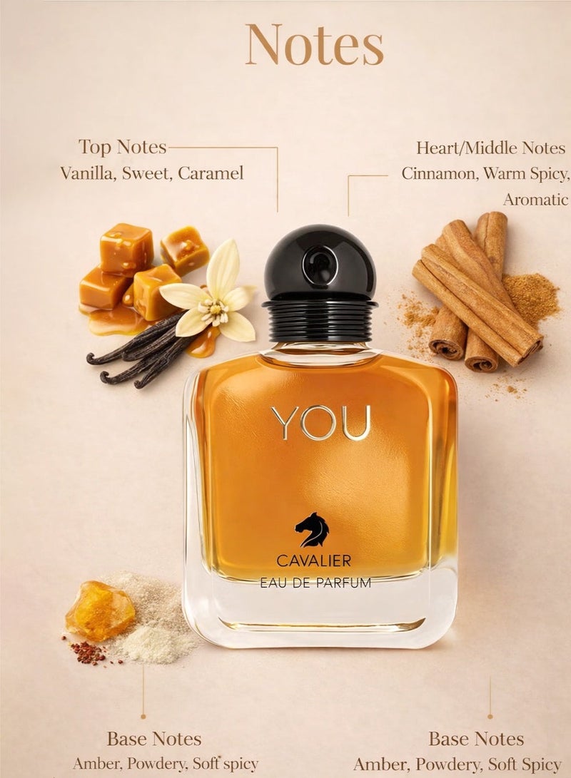 كافاليير بيرفيوم عطر سيجنتشر للرجال، ذا كافالير يو، أو دو بارفان، 100 مل | عطر يدوم طويلًا للرجال بنفحات الفانيليا والعنبر والقرفة - Image 2