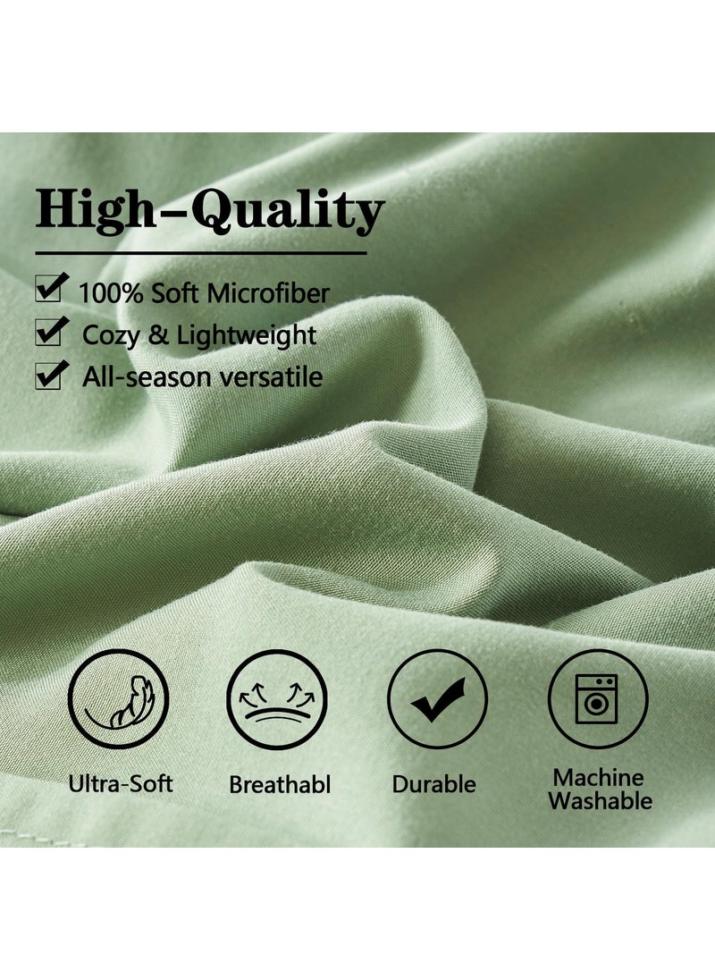 Yogeneg Yogeneg Full Size Comforter Set 7 Piece Bed in a Bag Grid Pinch Pleat Sage Green Bedding Set Striped Textured Soft Microfiber Comforter with Sheet Set All Season Complete Bed Set(Sage Green Full)  - Image 5