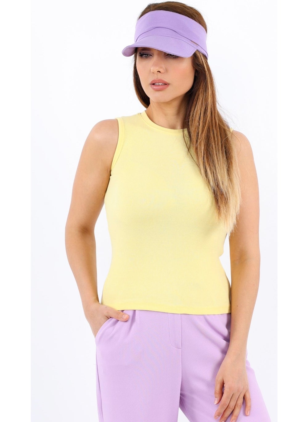 Ritnice - Women's Closed Collar Cotton Yellow Straight Sleeve Ribbed Athlete - Image 1