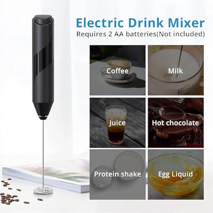 hayapoint Rechargeable Milk Frother  Handheld Electric Coffee Foam Maker Mini Drink Mixer  Whisk For Lattes Cappuccino Matcha Hot Chocolate  Cream Blending - Image 4