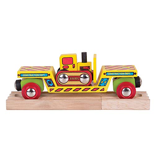 Bigjigs Rail Wooden Bulldozer Low Loader Most Other Major Wooden Rail Brands are Compatible - Image 1