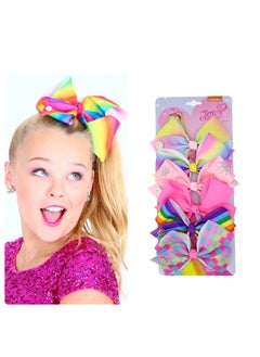 JoJo Siwa JOJO SIWA Hair bows Clips  6 piecesset siwa rainbow printed knot ribbon bow for girls handmade boutique hair clip children hair accessories B 