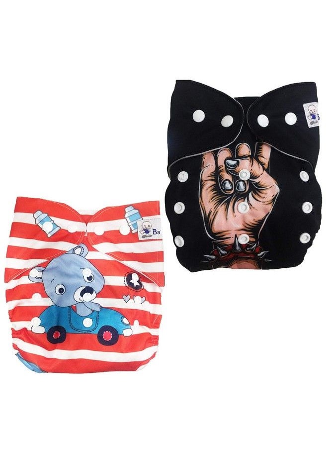 BabyMoon (Set Of 2) Reusable Cloth Diaper Premium Adjustable Size Waterproof Washable Pocket Cloth Diaper Nappie  - Image 1
