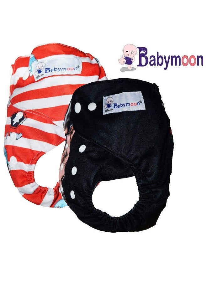 BabyMoon (Set Of 2) Reusable Cloth Diaper Premium Adjustable Size Waterproof Washable Pocket Cloth Diaper Nappie  - Image 4