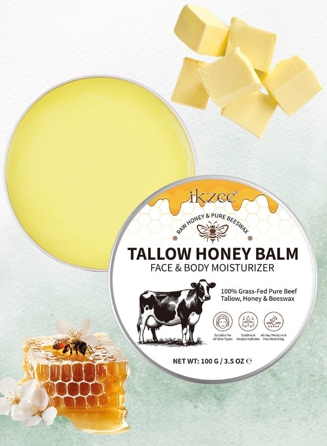 IKZEE Tallow Honey Balm Beef Tallow Face and Body Moisturizer Hydrates and Nourishes the Skin Whipped Tallow Honey Balm Natural Beef Tallow Face Cream Body Cream - Image 1