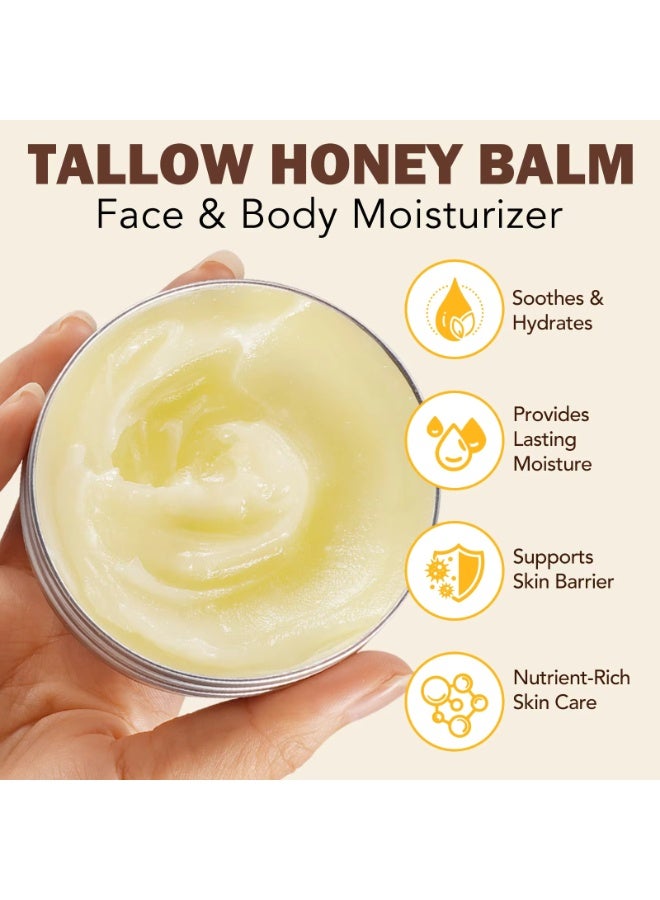 IKZEE Tallow Honey Balm Beef Tallow Face and Body Moisturizer Hydrates and Nourishes the Skin Whipped Tallow Honey Balm Natural Beef Tallow Face Cream Body Cream - Image 2
