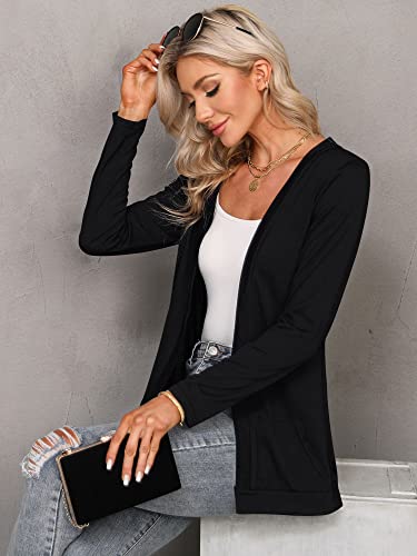 WLLW Womens Long Sleeve Open Front Back Cut Out Skull Cardigan Tops (Black, L) - Image 2