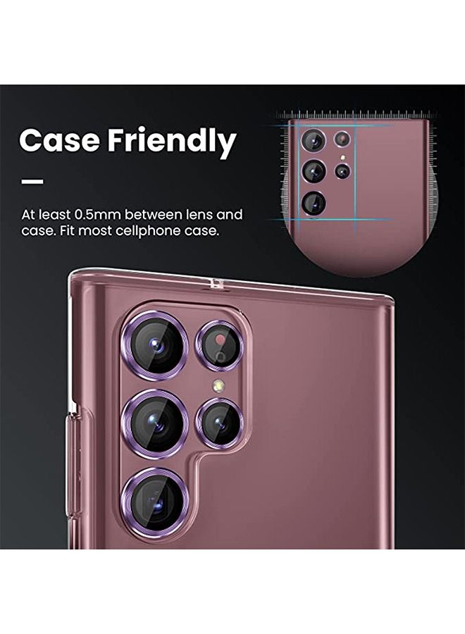 Camera Lens Protector for Samsung Galaxy S22 Ultra Scratch Proof Drop Proof Alloy Phone Camera Cover Protection for 6.8 Inch Accessories Wine Purple - Image 4