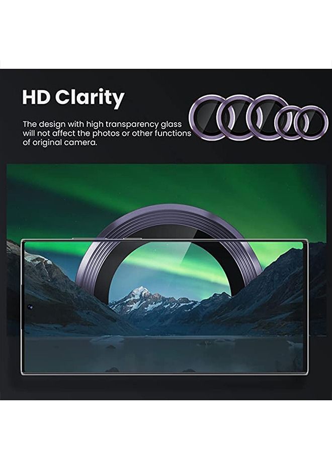 Camera Lens Protector for Samsung Galaxy S22 Ultra Scratch Proof Drop Proof Alloy Phone Camera Cover Protection for 6.8 Inch Accessories Wine Purple - Image 5