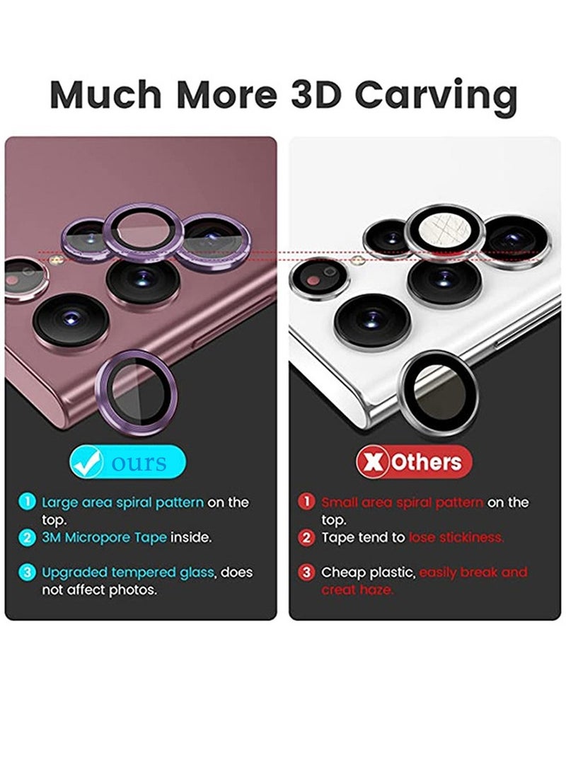 Camera Lens Protector for Samsung Galaxy S22 Ultra Scratch Proof Drop Proof Alloy Phone Camera Cover Protection for 6.8 Inch Accessories Wine Purple - Image 3