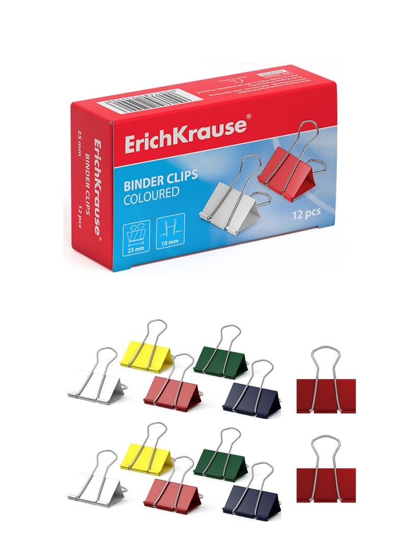 ErichKrause مشابك ملفات بحجم 19 مم مجموعة من 12 قطعة بألوان متنوعة - Image 1