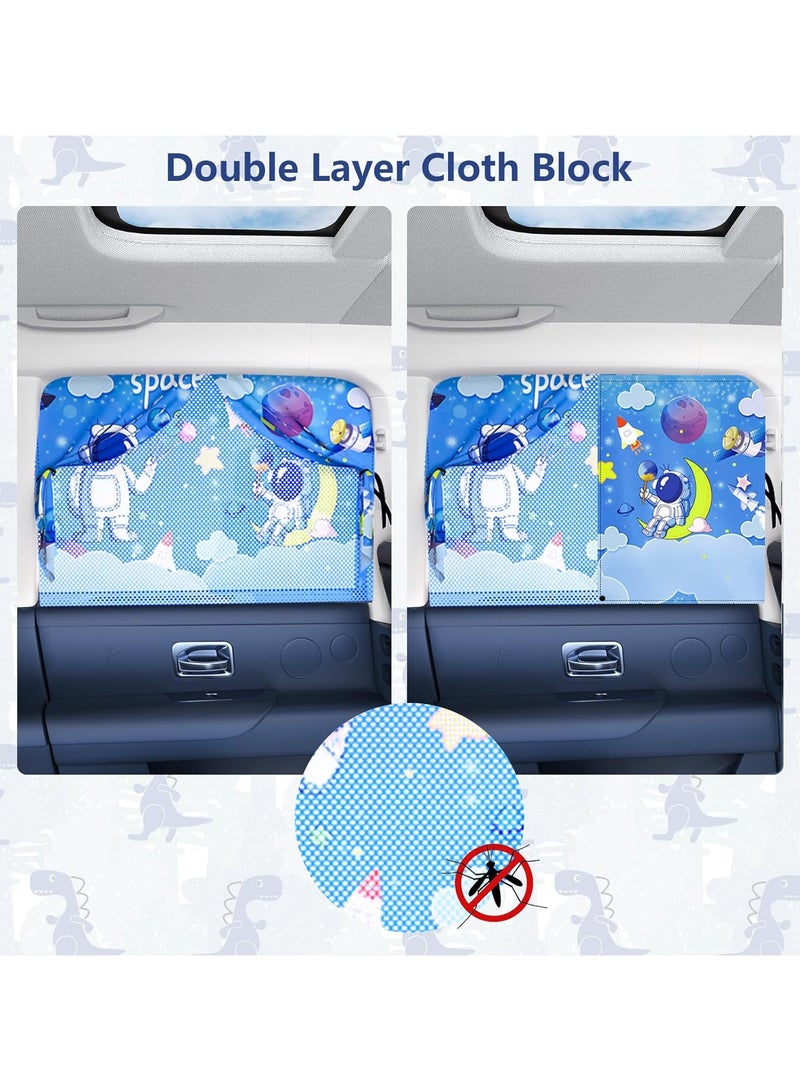 general 2 Pieces Side Window Magnetic Car Curtains, Baby SUV Cartoon Double Layer Car Curtains, Heat and UV Protection Car Curtains, Baby Window Shades - Image 4