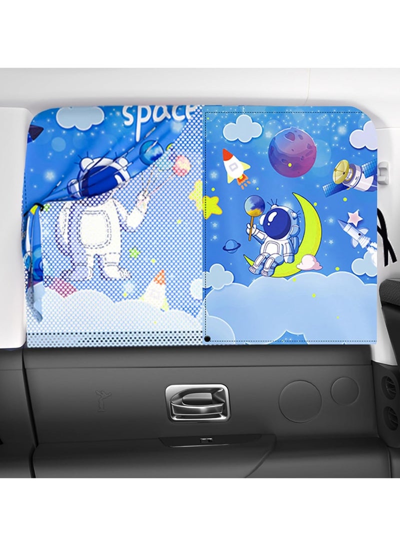 general 2 Pieces Side Window Magnetic Car Curtains, Baby SUV Cartoon Double Layer Car Curtains, Heat and UV Protection Car Curtains, Baby Window Shades - Image 2
